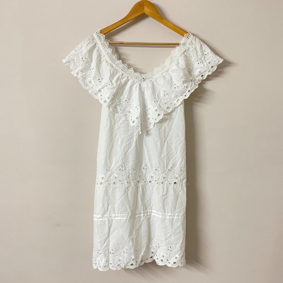 Medium- White Off-shoulder Mini Dress - Picture 3 of 9